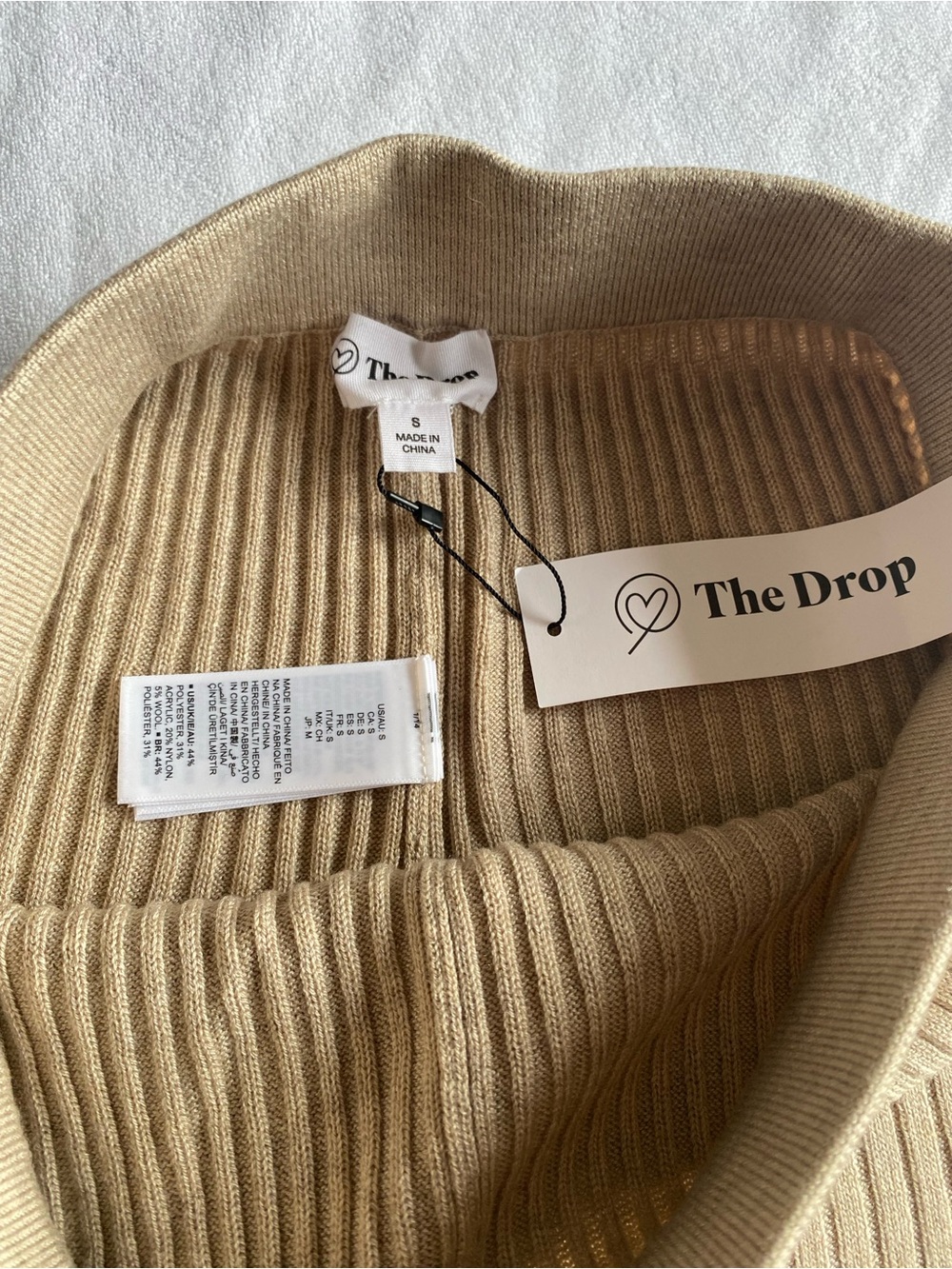 The Drop Catalina Heather Sand Ribbed Sweater Pants Straight Wide Leg Crop 29 in - Picture 6 of 9